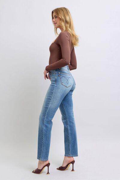 Judy Blue Full Size Run Vintage Wash Thermal Straight Jeans - Selvanelle
