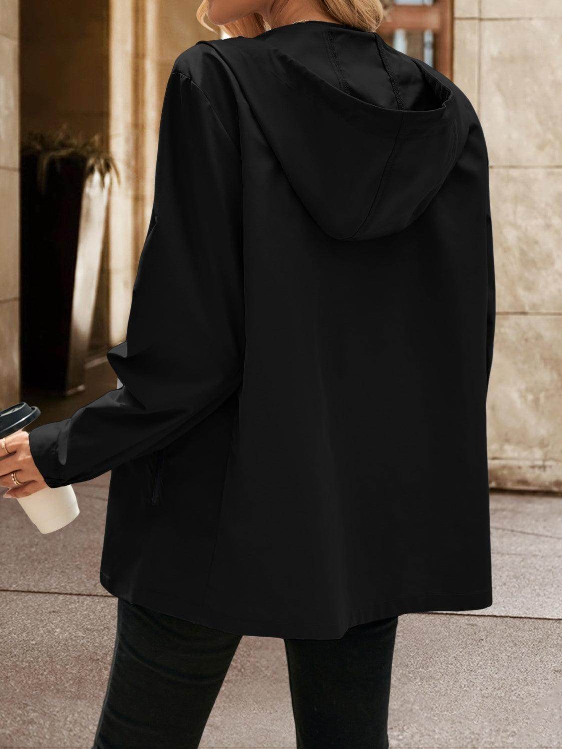 Ivy Lane Pocketed Zip Up Hooded Jacket for Women - Selvanelle