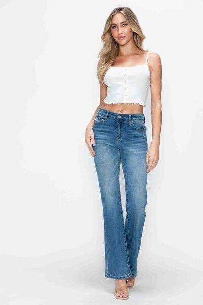 bytos Full Size Cat's Whiskers Bootcut Jeans for Women - Selvanelle