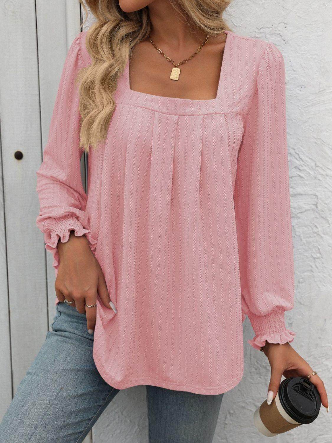Mandy Square Neck Long Sleeve Top for Stylish Comfort - Selvanelle
