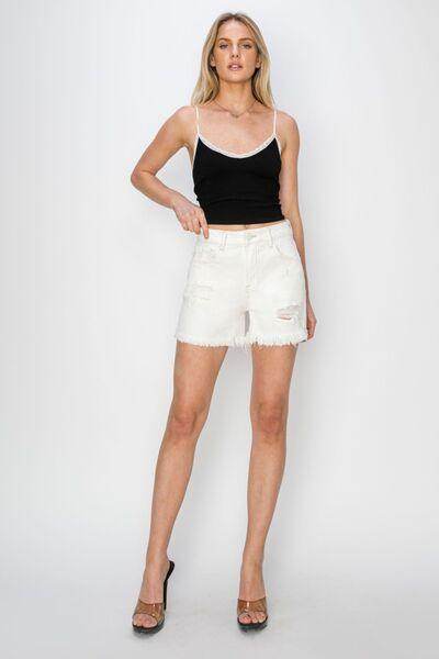 RISEN High Waist Ripped Denim Shorts for Summer Style - Selvanelle