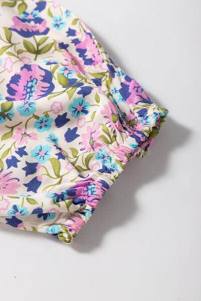 Floral Tie Neck Half Sleeve Blouse for Women Stylish Wear - Selvanelle