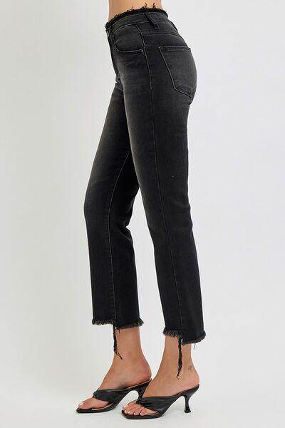 RISEN Full Size Raw Hem Cropped Flare Jeans Plus Size - Selvanelle