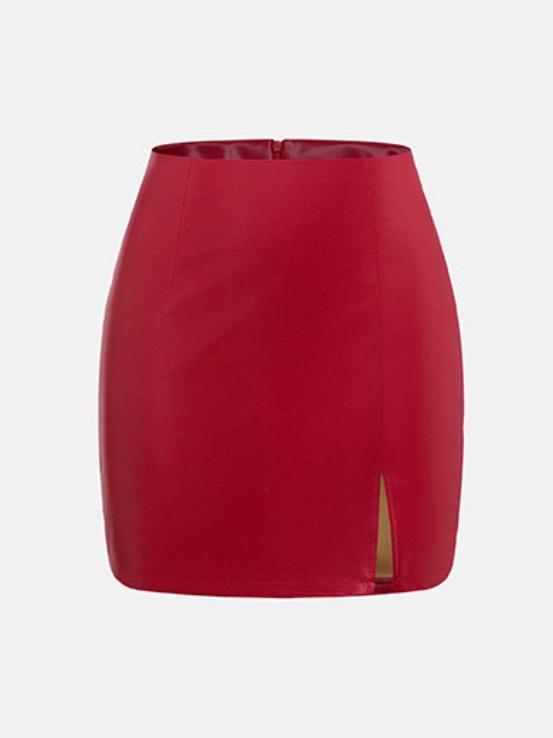 Stylish Slit Mini Skirt with Zipper for Fashionable Looks - Selvanelle