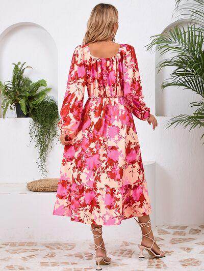 Stylish Printed Long Sleeve Midi Dress for All Occasions - Selvanelle