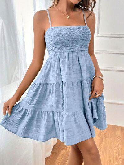 Tiered Smocked Square Neck Cami Dress for Casual Style - Selvanelle