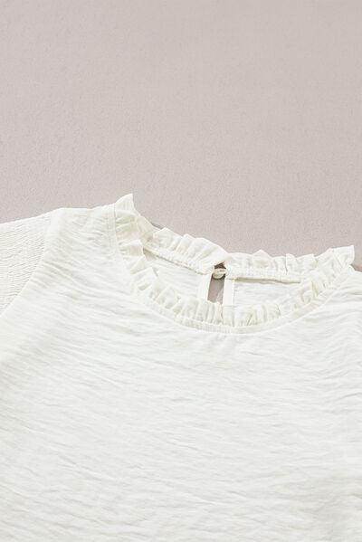 Frill Mock Neck Ruffled Balloon Sleeve Blouse for Women - Selvanelle