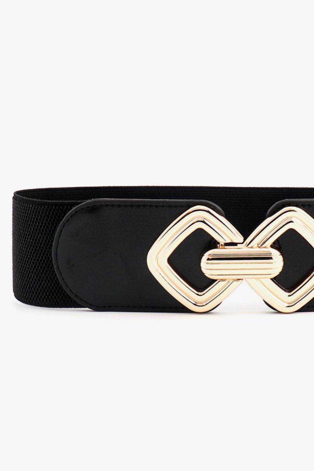 Geometric Buckle Elastic Wide Belt for Stylish Comfort - Selvanelle