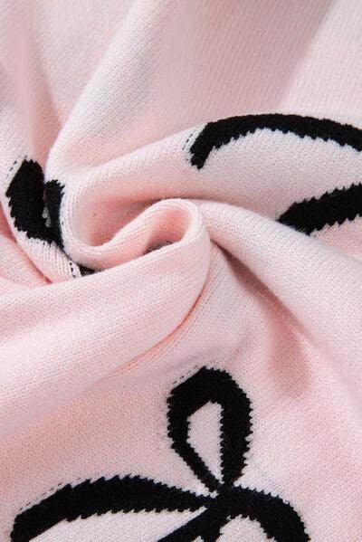 Bow Pattern Round Neck Loose Fit Sweater for Women - Selvanelle
