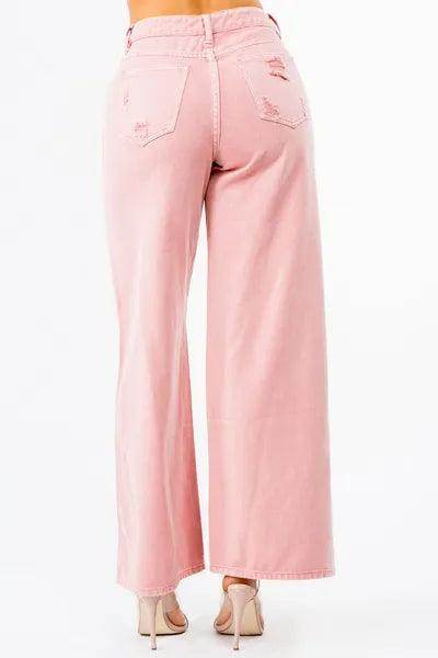 American Bazi High Waist Distressed Wide Leg Jeans Women - Selvanelle
