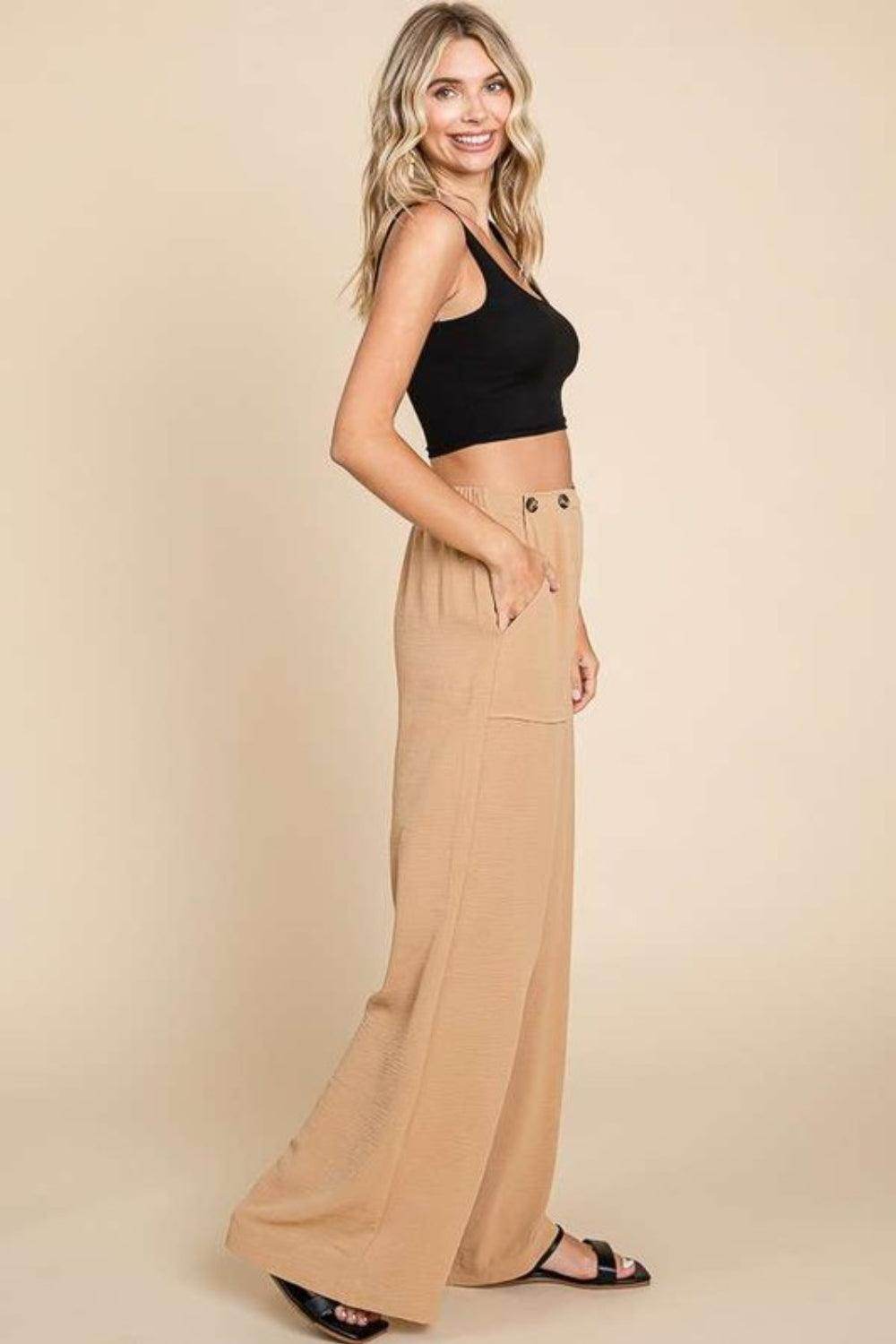 Culture Code Full Size High Waist Wide Leg Cargo Pants - Selvanelle