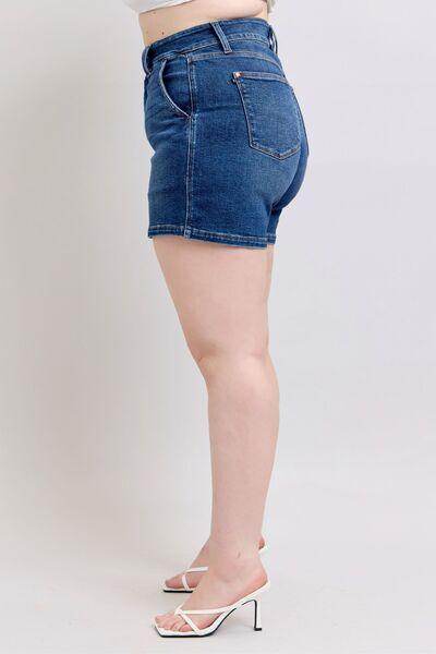 Judy Blue Full Size Double Button Waistband Denim Shorts Plus Size - Selvanelle