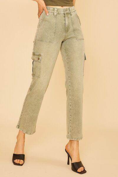 Annie Wear Straight Leg Jeans with Cargo Pockets Style - Selvanelle