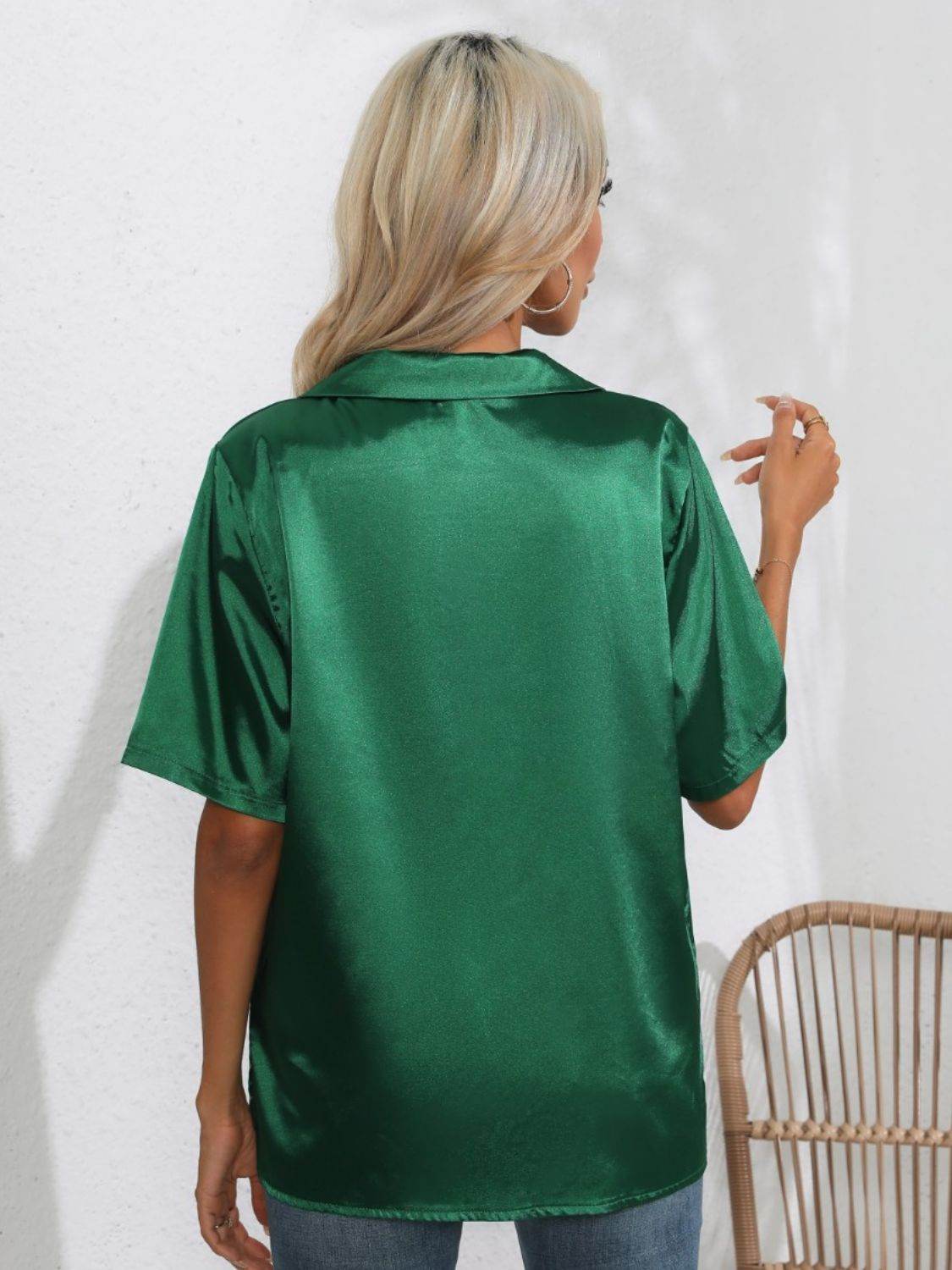 Button Up Collared Neck Shirt - Selvanelle