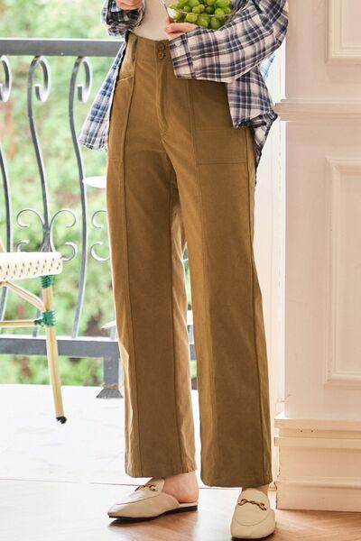 Half Elastic Waist Straight Pants for Comfortable Fit - Selvanelle