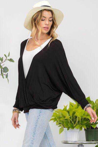 Celeste Full Size Contrast Round Neck Top With Two Layer Detail - Selvanelle