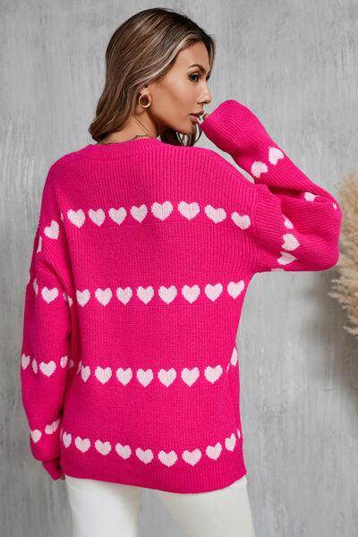 Angel Wings Heart Round Neck Long Sleeve Sweater for Women - Selvanelle