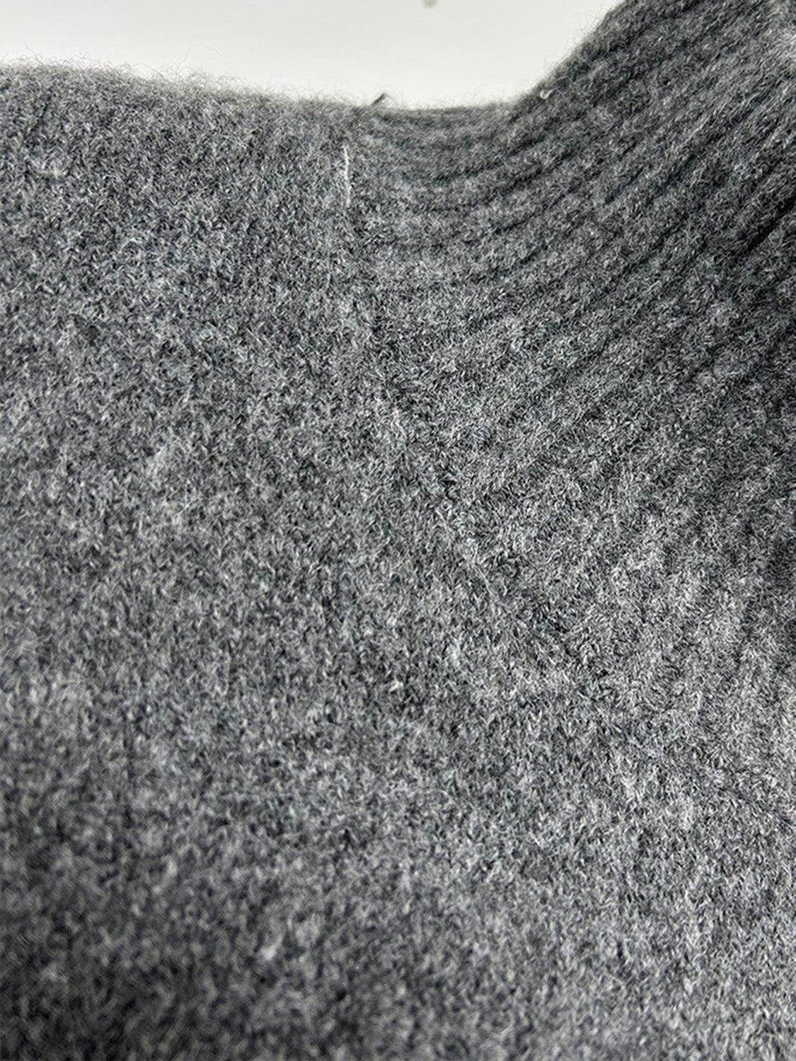 Slit Turtleneck Long Sleeve Top and Pants Sweater Set Outfit - Selvanelle