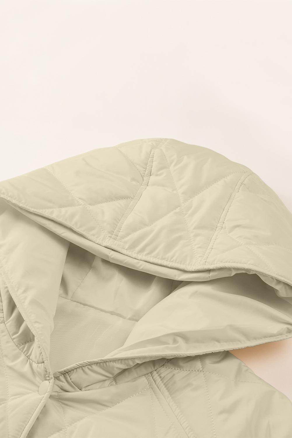 Snap Down Long Sleeve Quilted Winter Coat for Women - Selvanelle