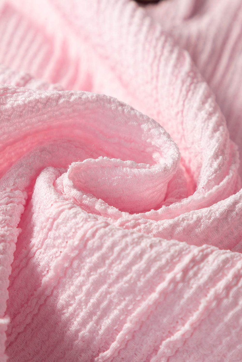 Textured Short Sleeve Top and Pocketed Wide Leg Pants Set - Selvanelle