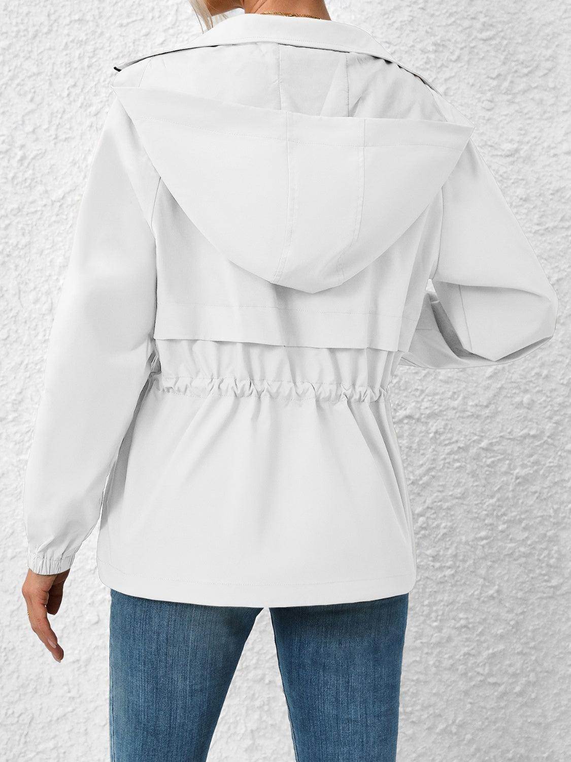 Ivy Lane Drawstring Zip Up Hooded Jacket for Women - Selvanelle