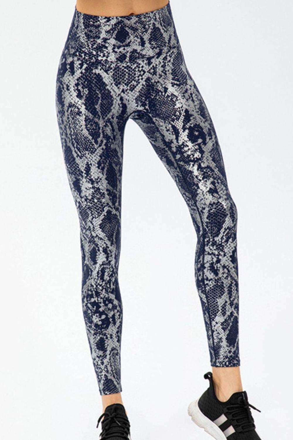 Animal Print Slim Fit Wide Waistband Long Sports Pants - Selvanelle
