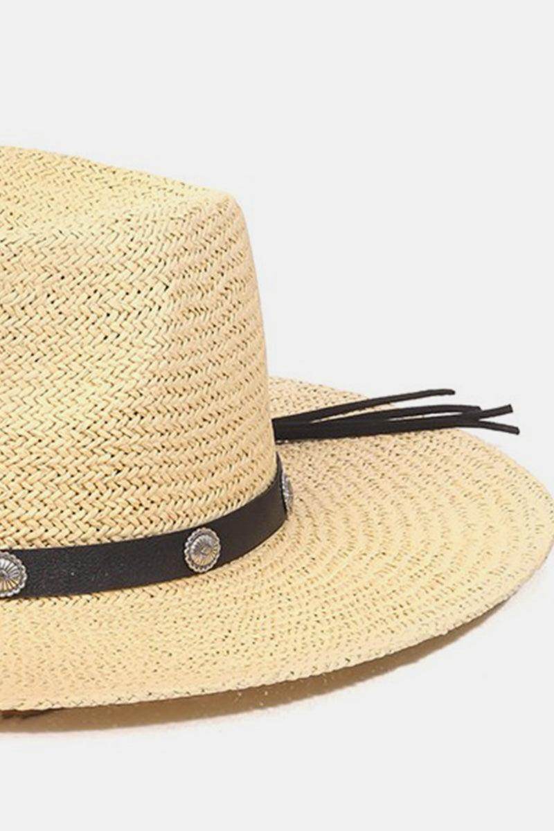 Fame Belt Strap Straw Hat for Stylish Summer Wear - Selvanelle