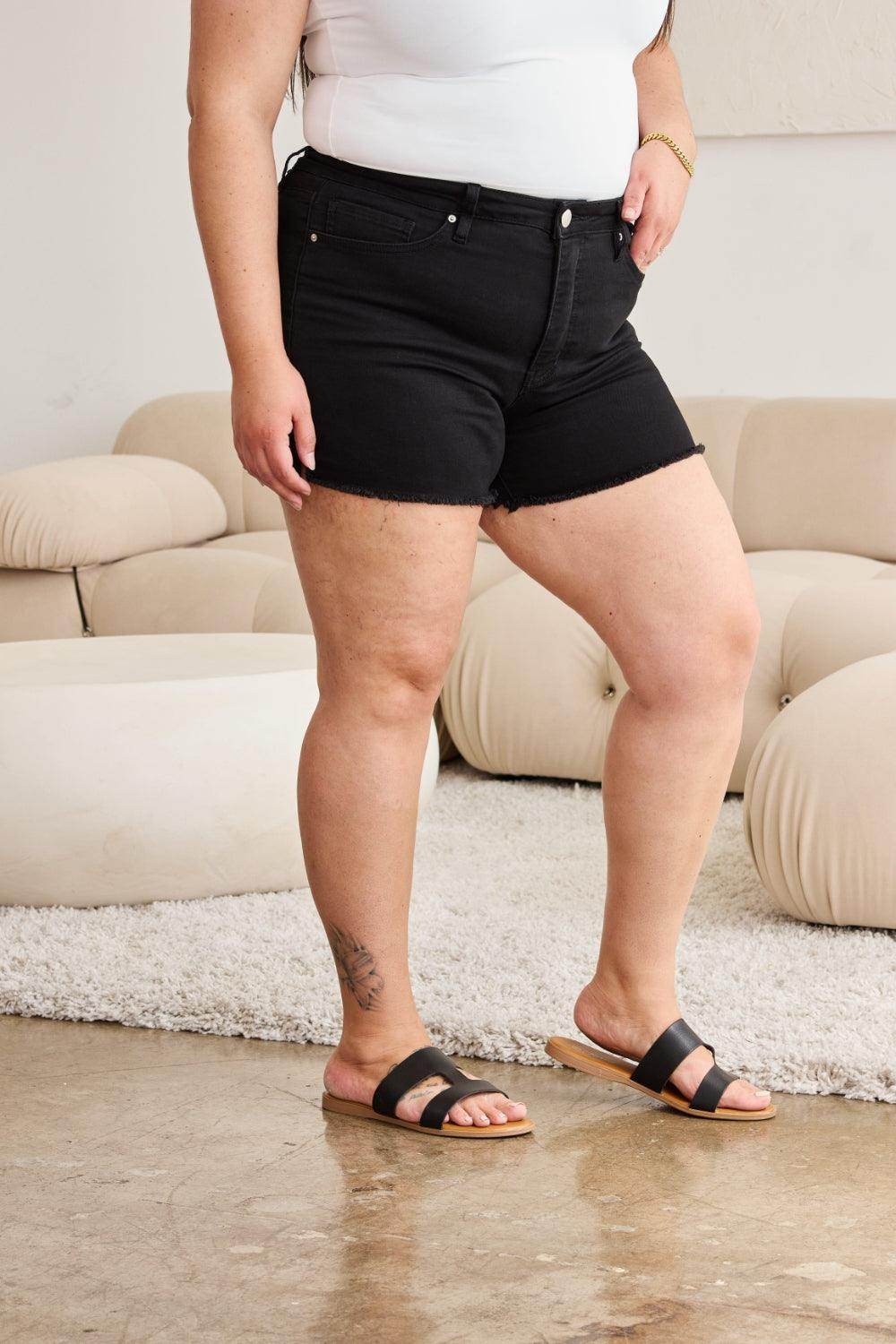 RFM Full Size Tummy Control High Waist Denim Shorts Women - Selvanelle