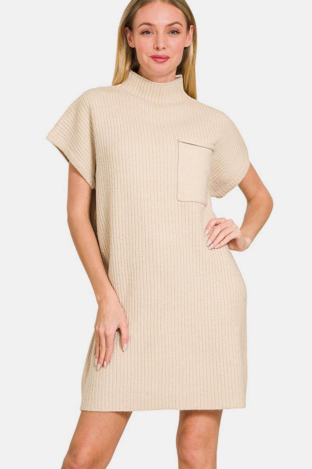 Zenana Short Sleeve Sweater Mini Dress for Stylish Comfort - Selvanelle