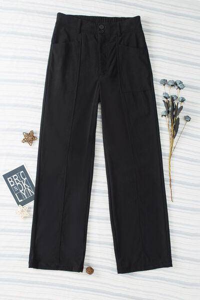 Half Elastic Waist Straight Pants for Comfortable Fit - Selvanelle