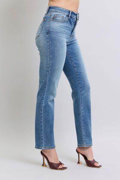 Judy Blue Full Size Run Vintage Wash Thermal Straight Jeans - Selvanelle