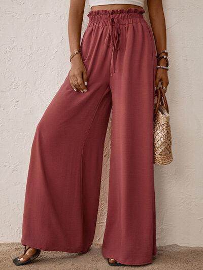 Perfee Frill Tied Wide Leg Pants for Effortless Style - Selvanelle
