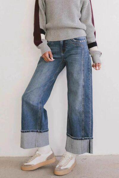 Stylish Straight Leg Jeans with Pockets for All Sizes - Selvanelle