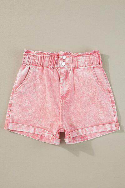 Paperbag Waist Denim Shorts for Women with Pockets - Selvanelle