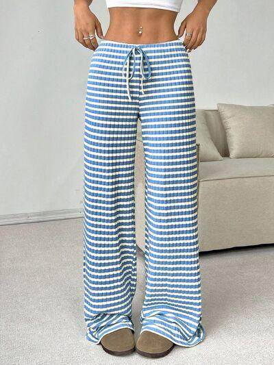 Tied Striped Wide Leg Pants for Stylish Comfort Wear - Selvanelle
