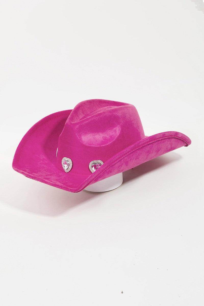 Fame Rhinestone Pave Heart Cowboy Hat for Stylish Women - Selvanelle