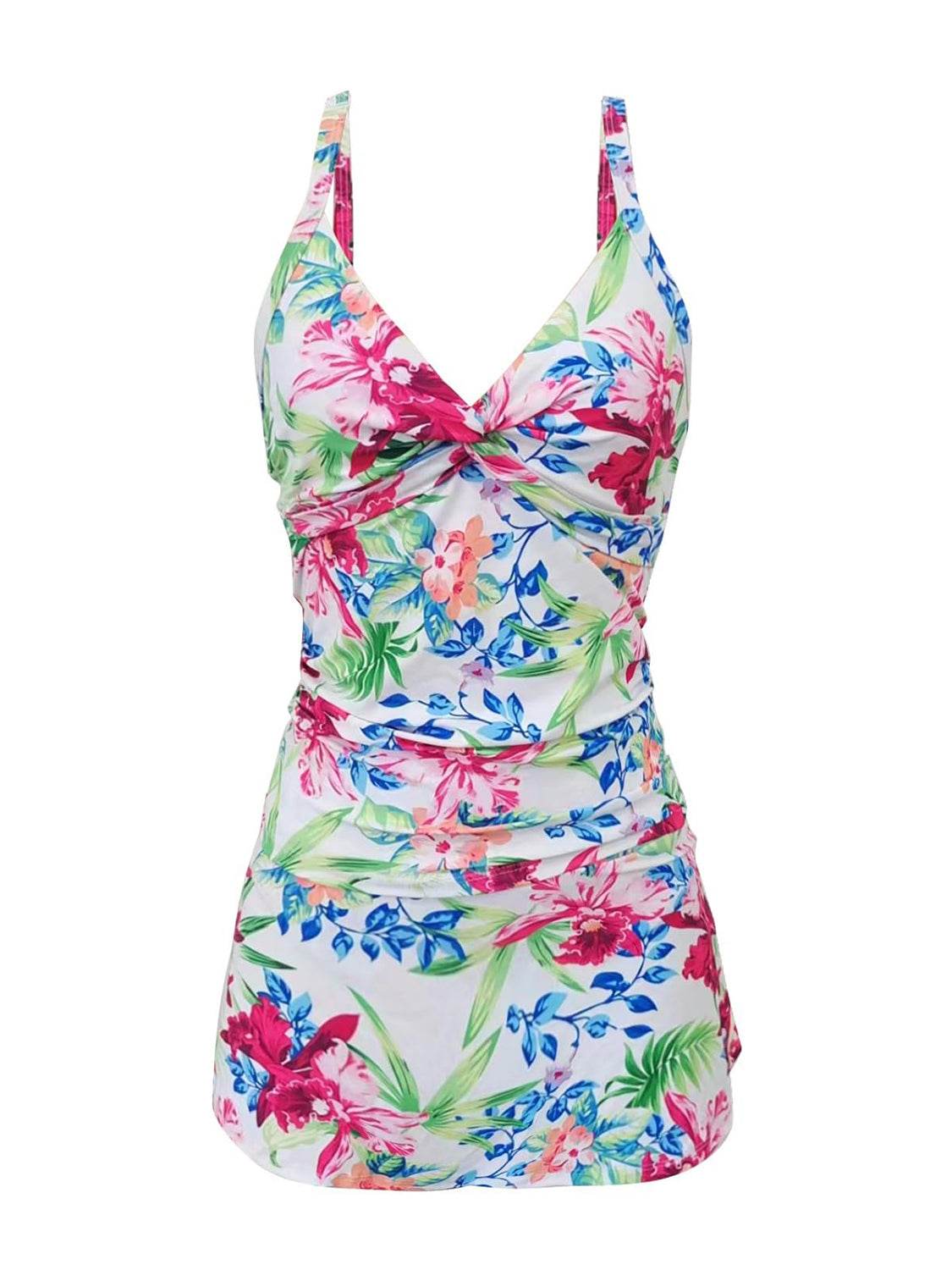 Printed Spaghetti Strap Top and Skirt Swim Set - Selvanelle