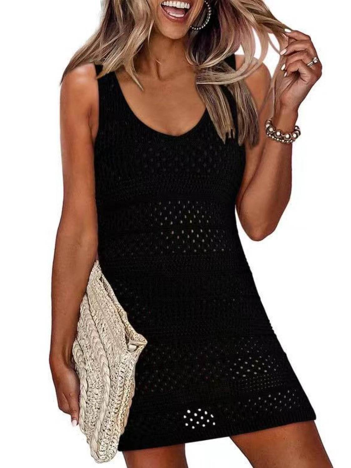 Openwork Scoop Neck Cover Up - Selvanelle