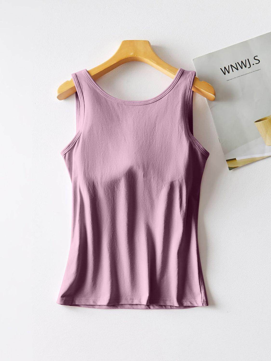 Round Neck Tank with Bra for Comfortable Everyday Wear - Selvanelle