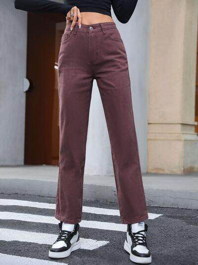 Straight Leg Jeans with Pockets for Stylish Comfort - Selvanelle