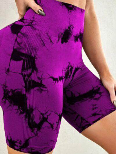 Tie-Dye High Waist Active Shorts for Women Workout Gear - Selvanelle