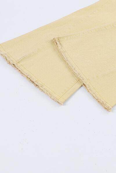 Raw Edge Mid Waist Flared Jeans for Trendy Women - Selvanelle