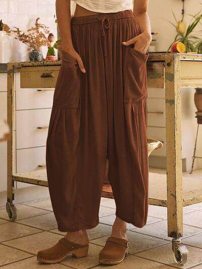 Full Size Wide Leg Pants with Pockets for Women - Selvanelle