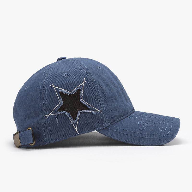 Adjustable Star Raw Hem Cap for Stylish Casual Wear - Selvanelle