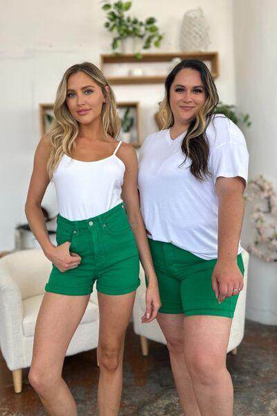 Judy Blue Full Size Tummy Control Denim Shorts for Women - Selvanelle