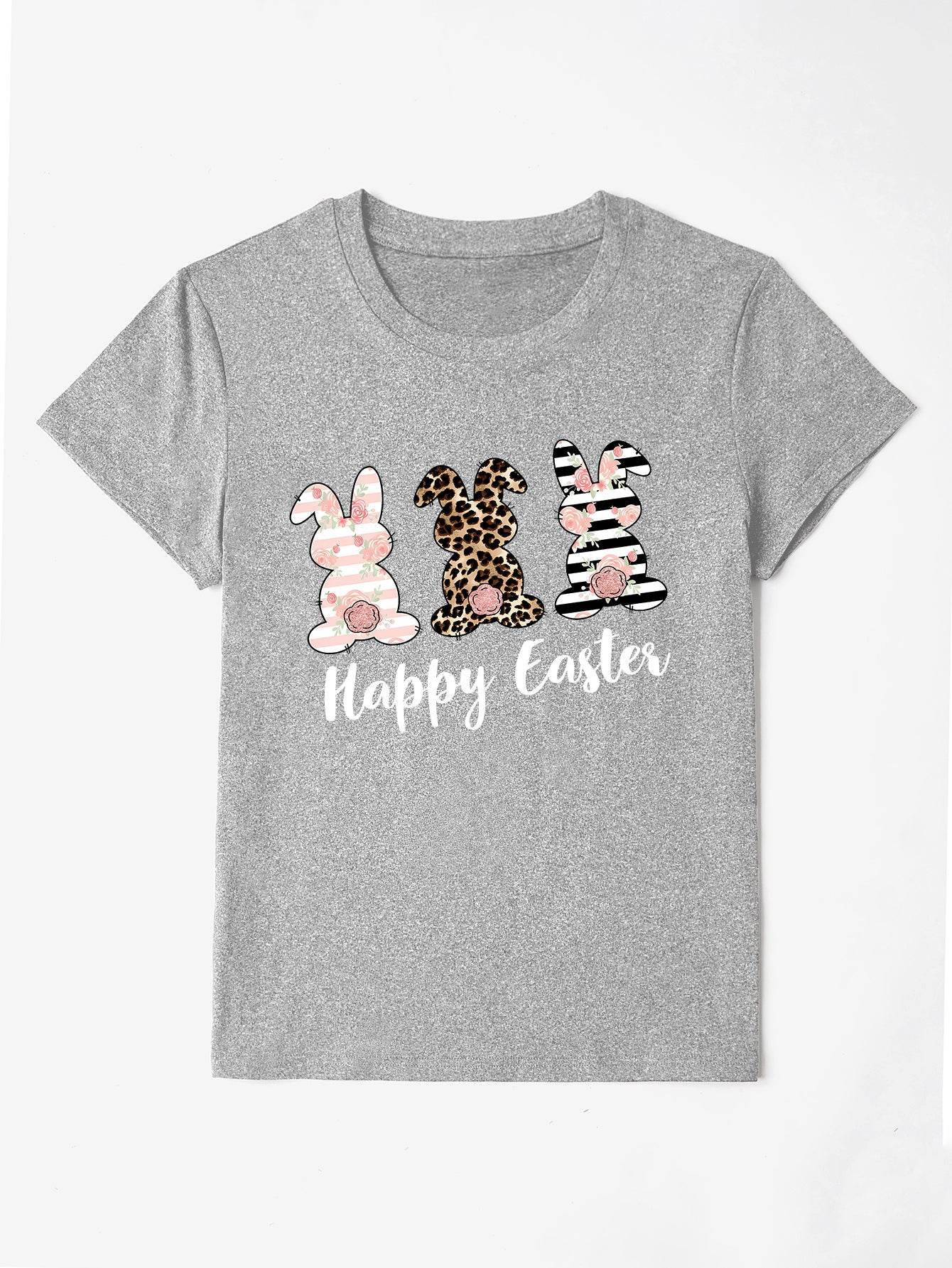 HAPPY EASTER Round Neck Short Sleeve T-Shirt - Selvanelle