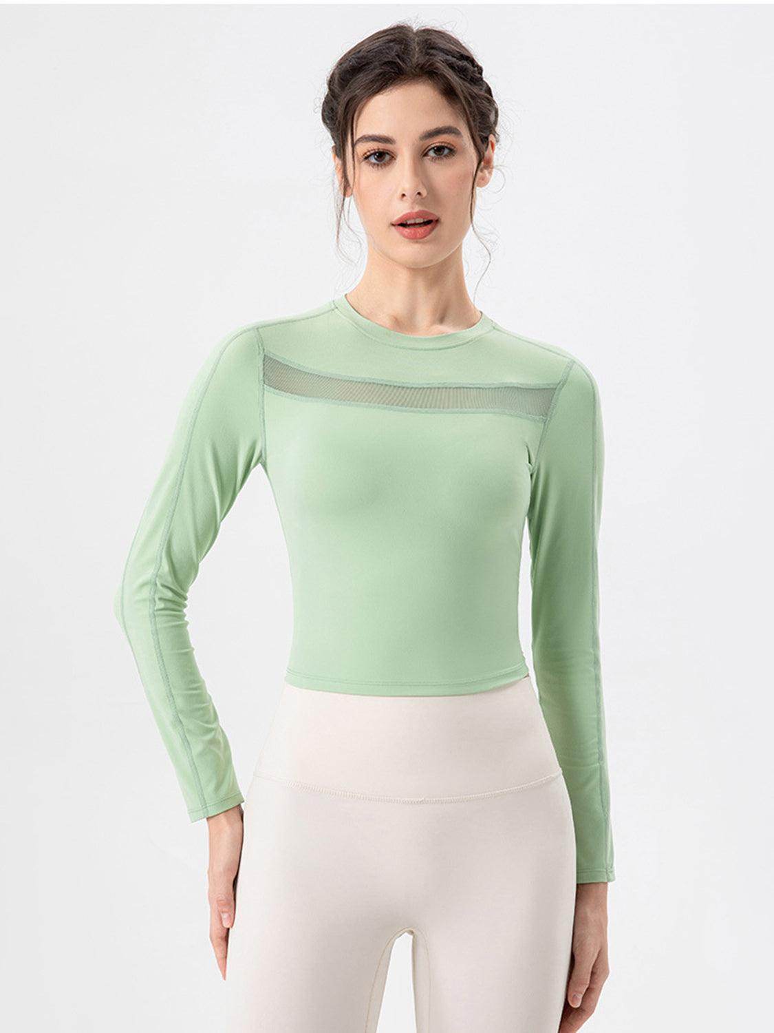 Round Neck Long Sleeve Active T-Shirt for Comfort and Style - Selvanelle