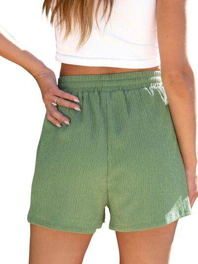 Drawstring High Waist Shorts with Pockets for Women - Selvanelle