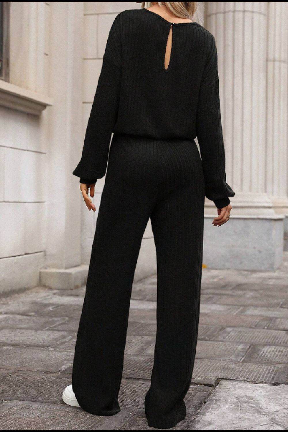 Round Neck Long Sleeve Jumpsuit - Selvanelle