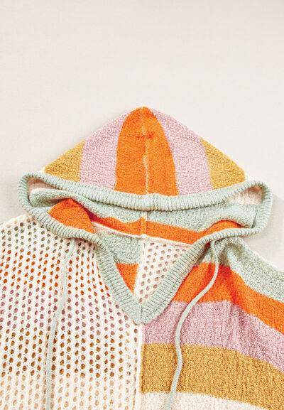 Openwork Color Block Hooded Sweater for Stylish Comfort - Selvanelle